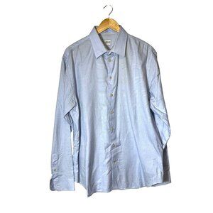Armani Collezioni Mens Light Blue Long Sleeve Button-Up Shirt Size 43 17 L
